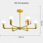 Lustre para Sala Articulado Dourado e Preto