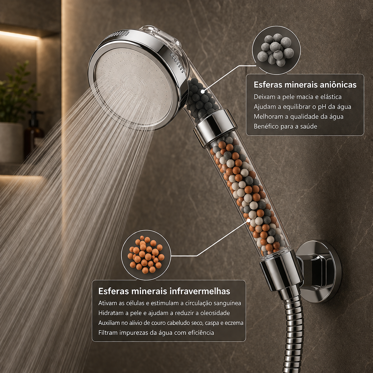 Ducha Alta Pressão com Filtro e Economia d'Água