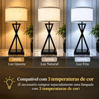 Abajur de Mesa Preto com Cúpula de Tecido e Base em X