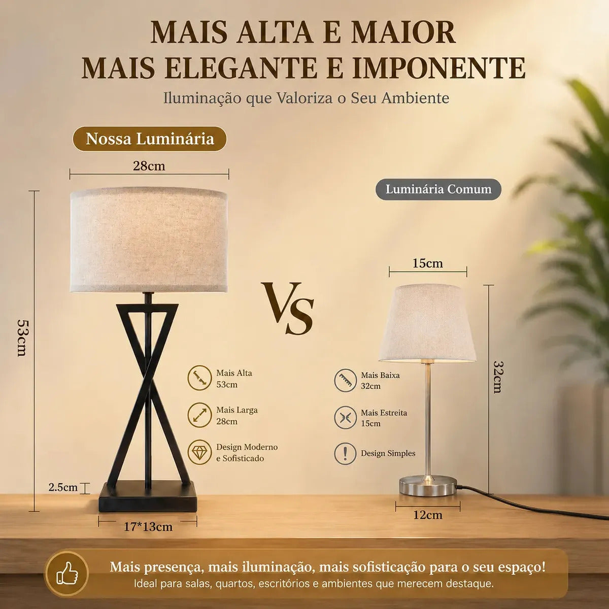 Abajur de Mesa Preto com Cúpula de Tecido e Base em X