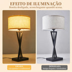 Abajur de Mesa Preto com Cúpula de Tecido e Base em X