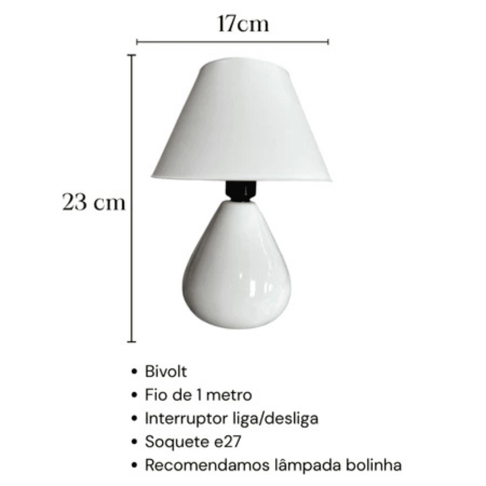 Abajur Gota Perle Cerâmica