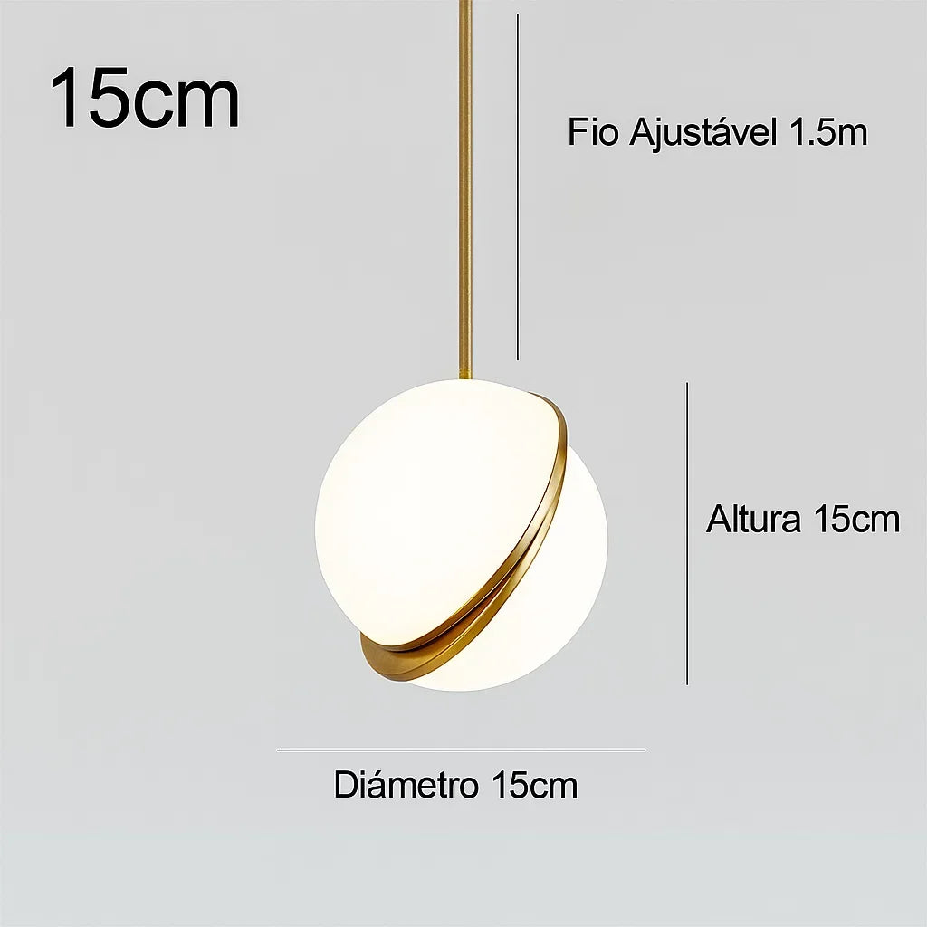 Luminária Pendente Bola Dourado