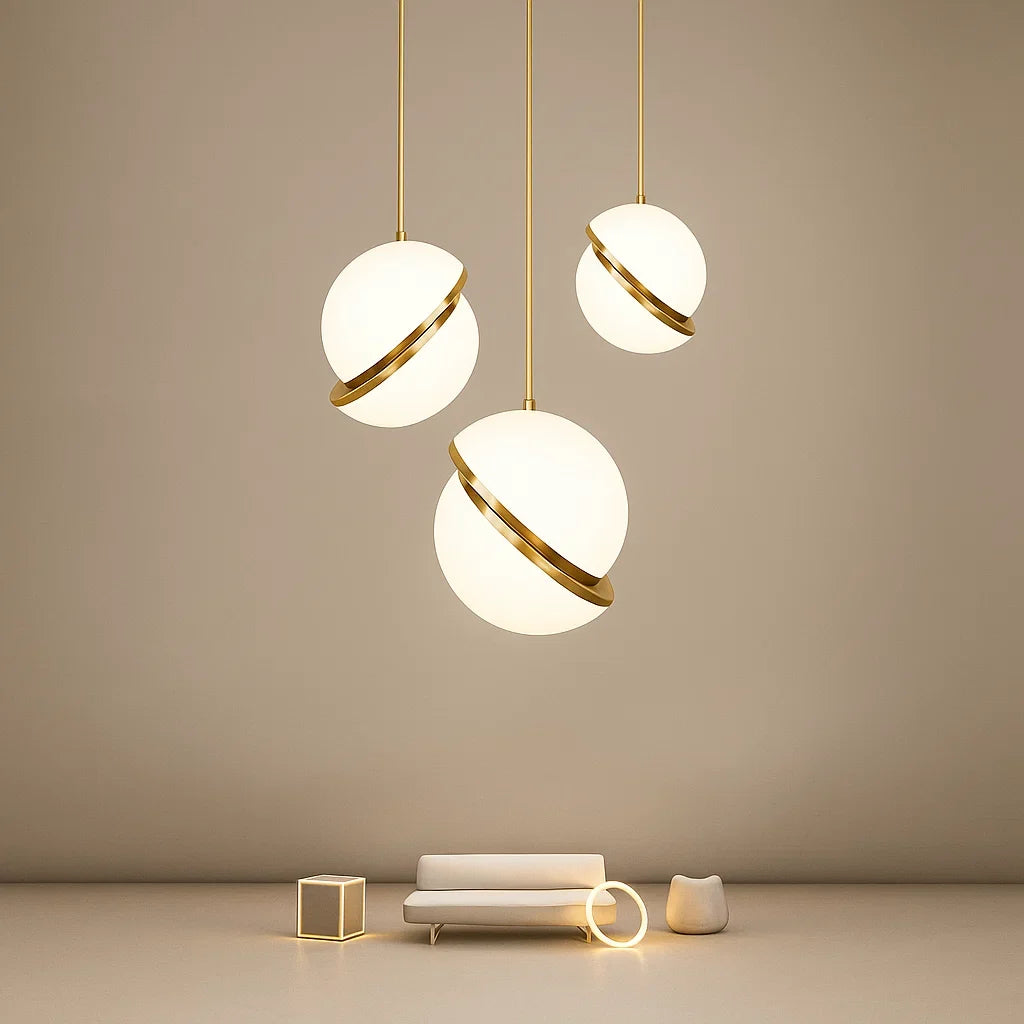 Luminária Pendente Bola Dourado