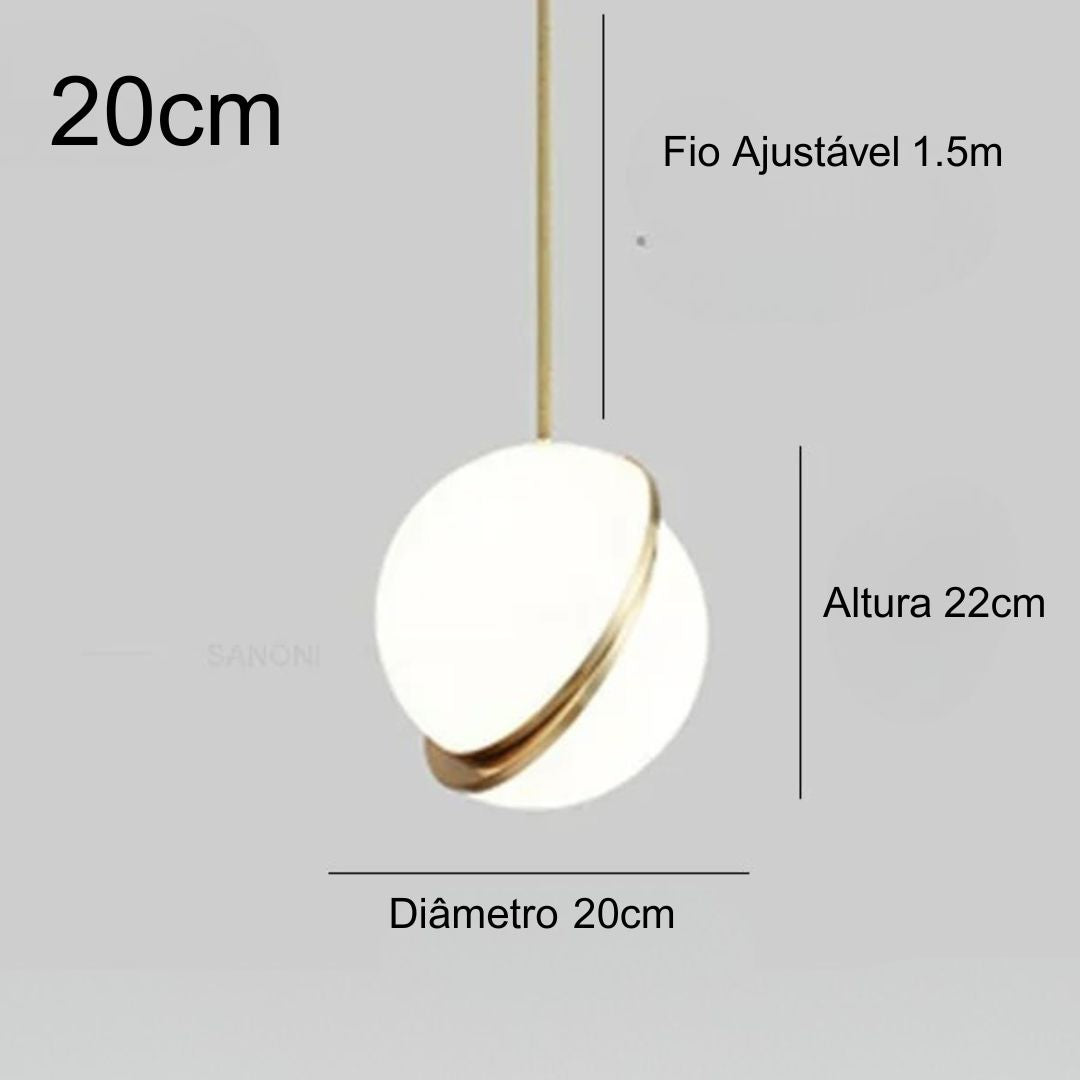 Luminária Pendente Bola Dourado