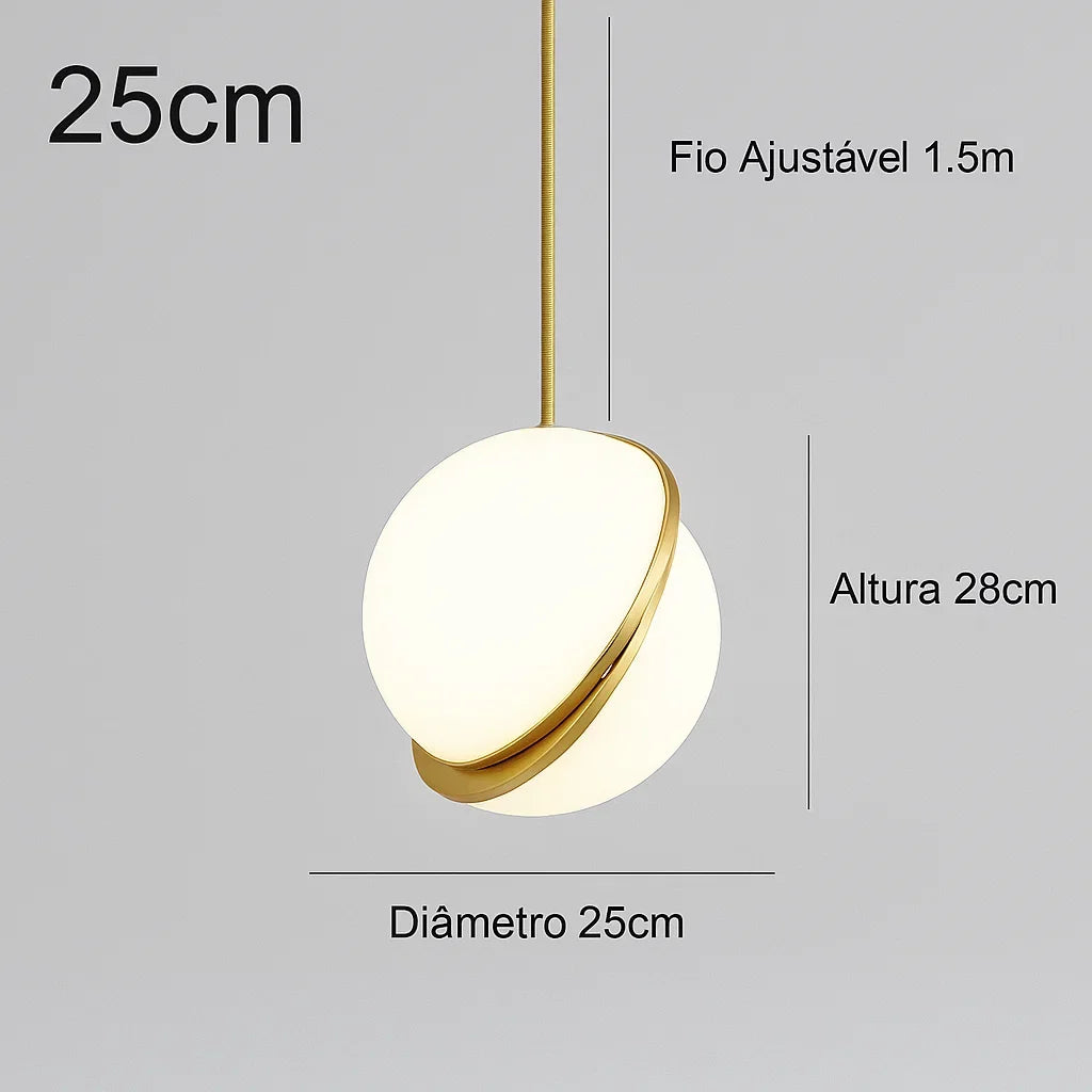 Luminária Pendente Bola Dourado