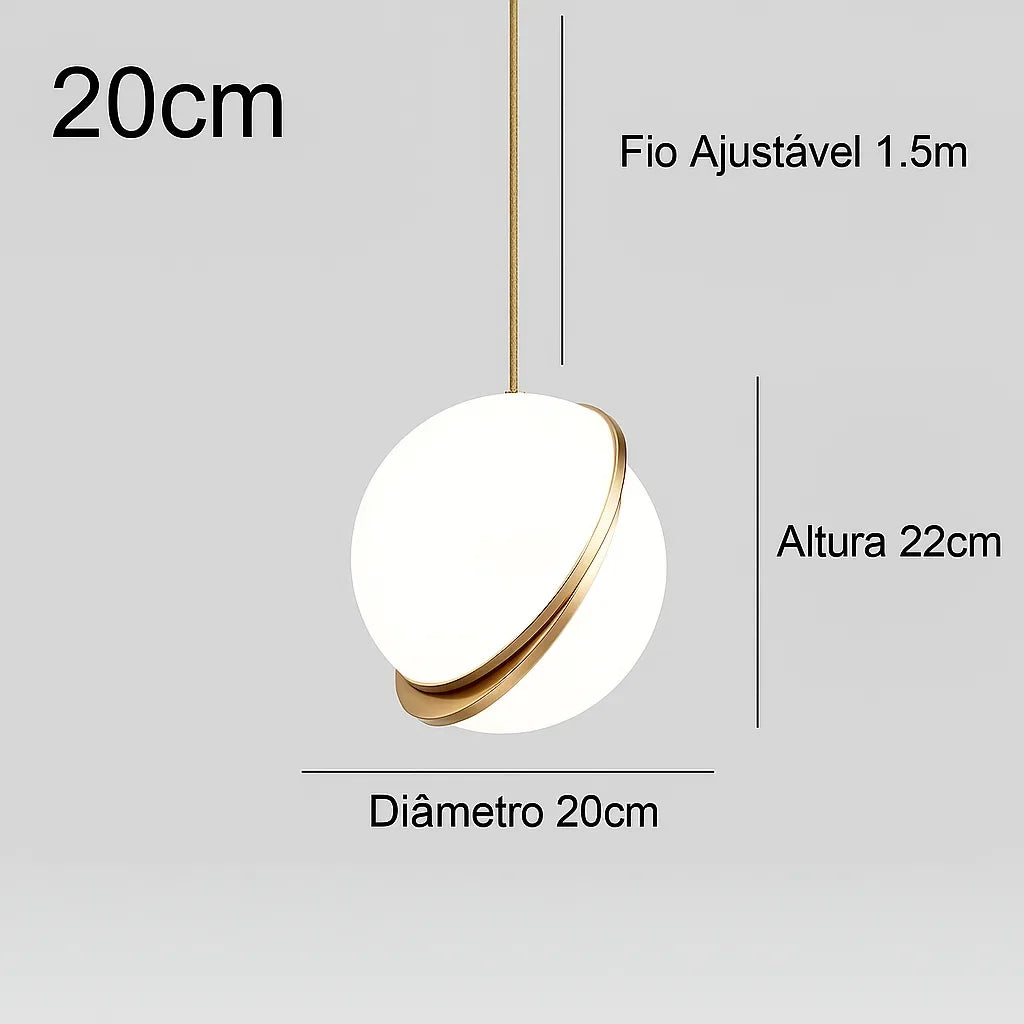 Luminária Pendente Bola Dourado