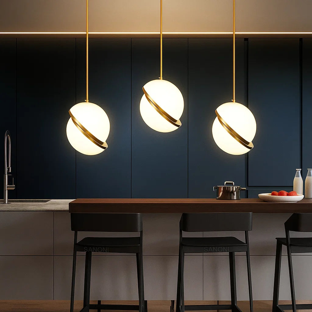 Luminária Pendente Bola Dourado
