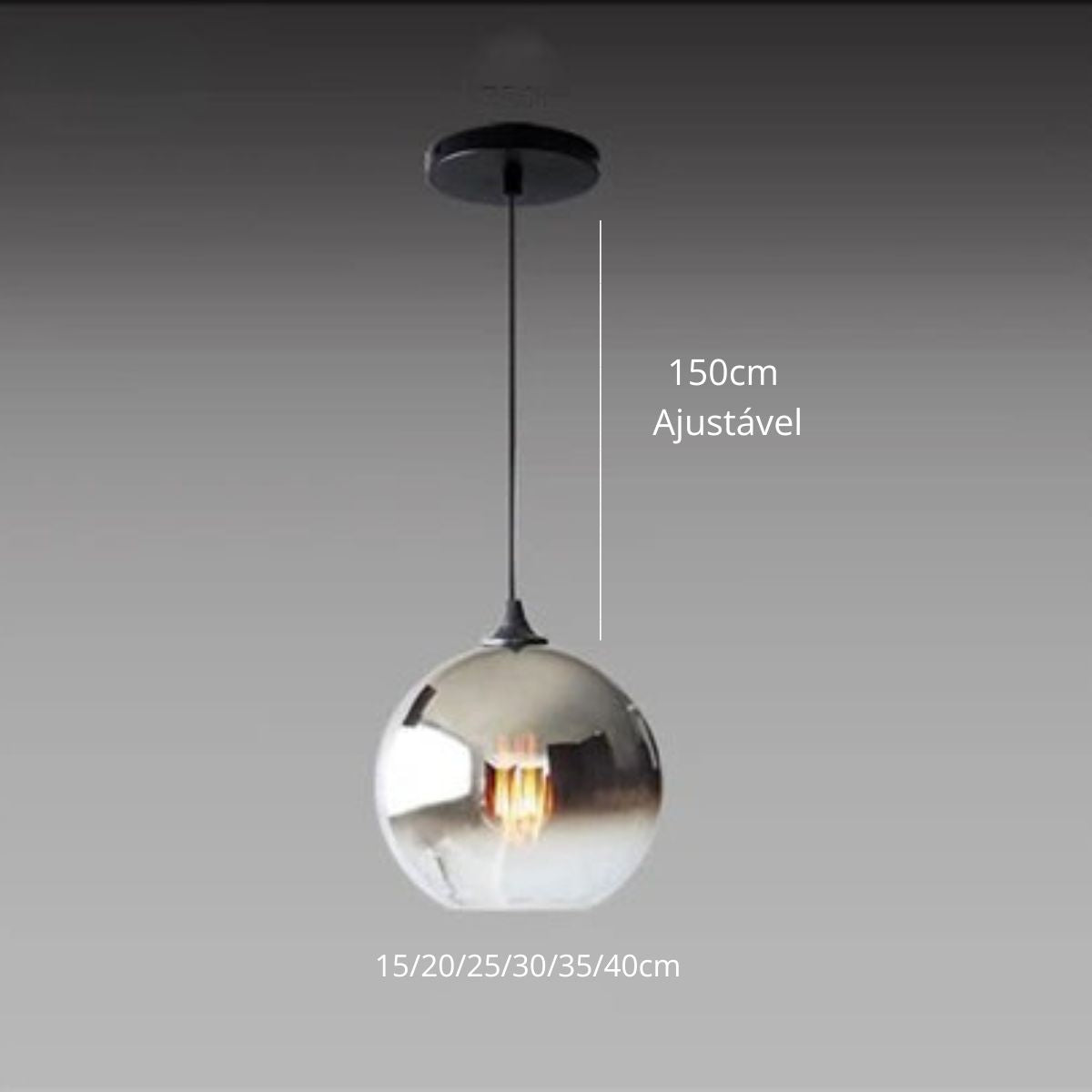 Luminária Pendente Esfera de Vidro