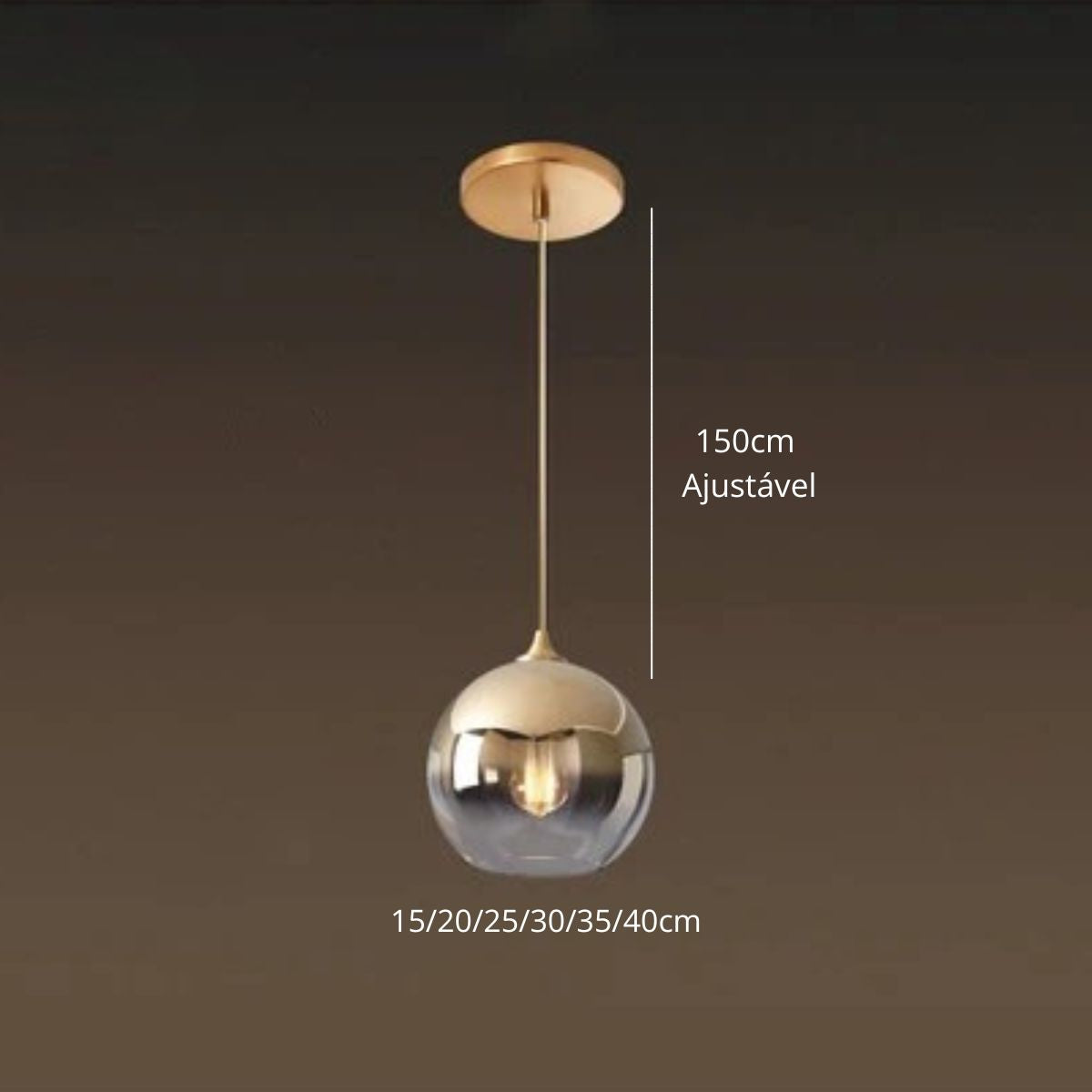 Luminária Pendente Esfera de Vidro