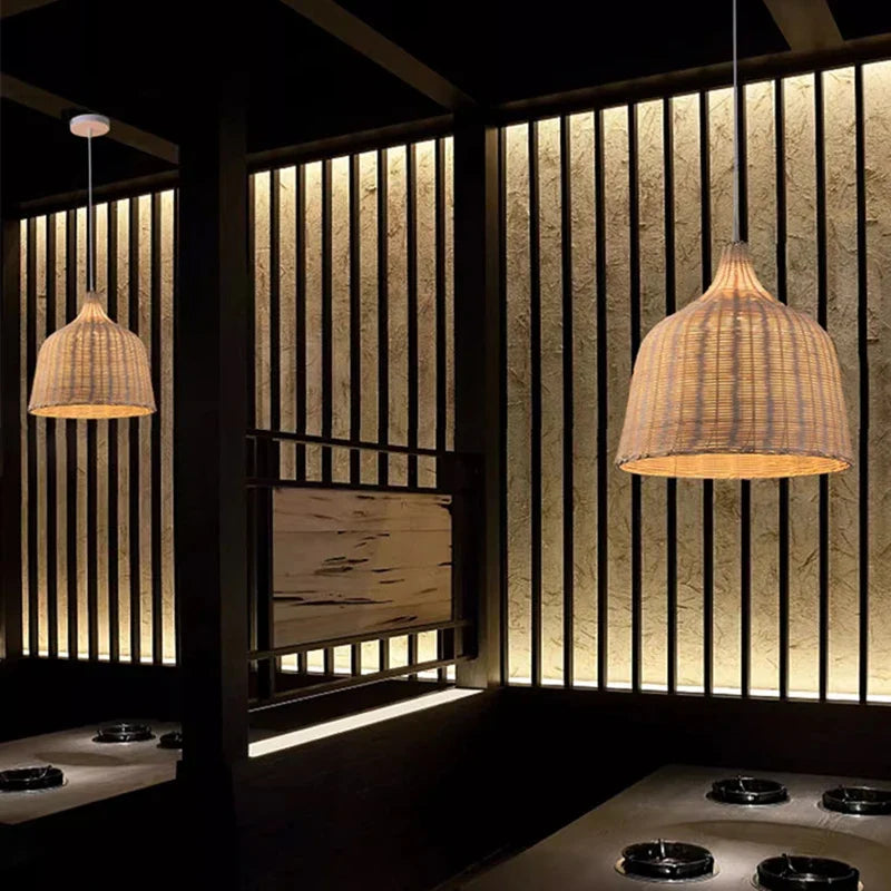 Luminária Pendente de Bambu Para Decoração