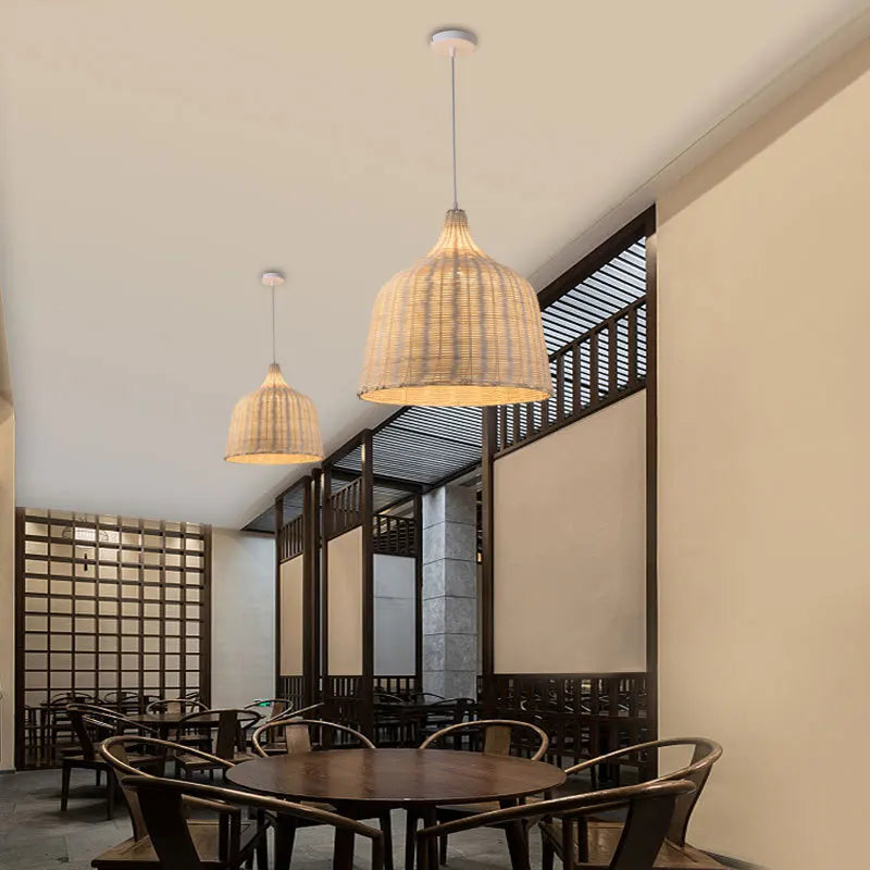 Luminária Pendente de Bambu Para Decoração