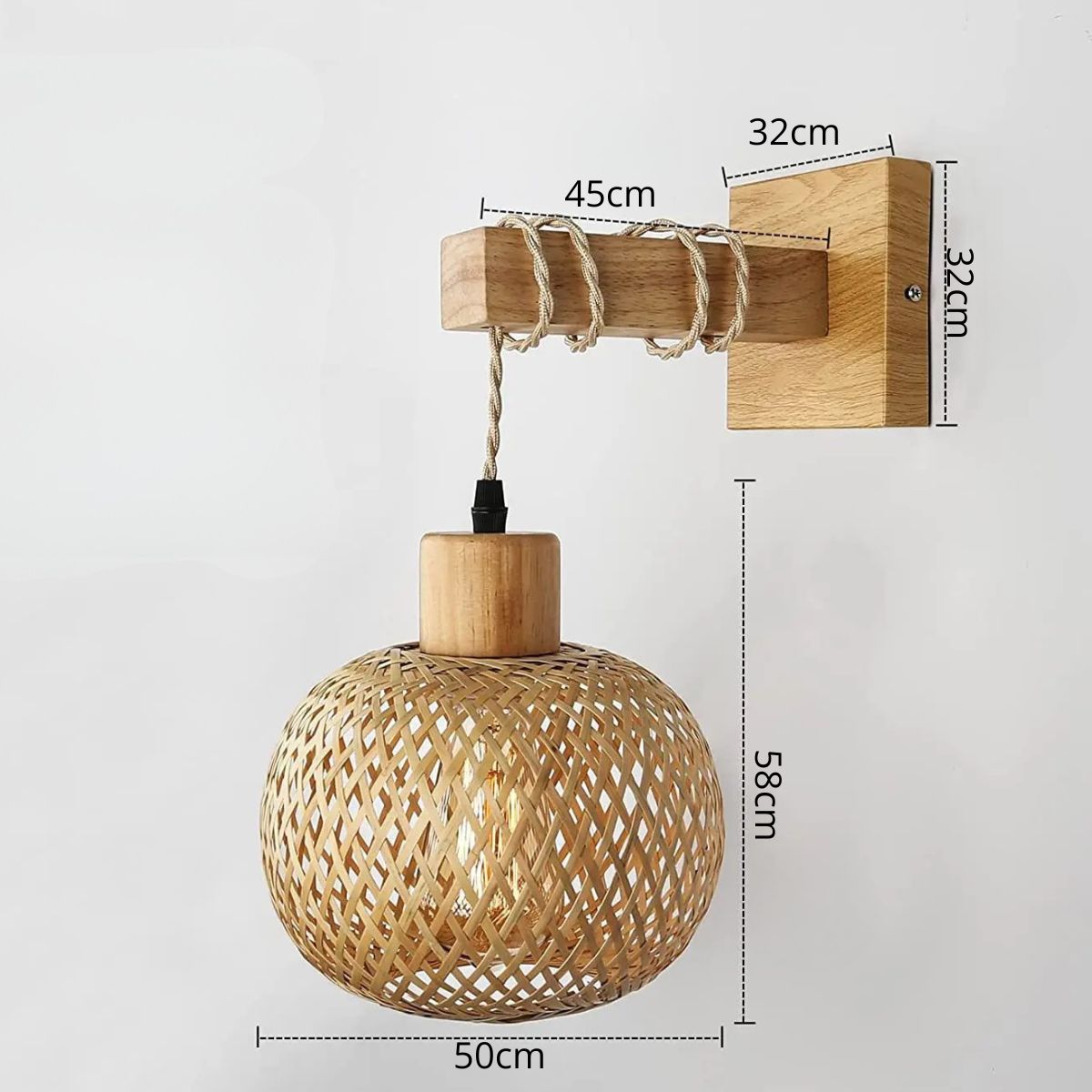 Luminária de Parede Japonesa em Bambu