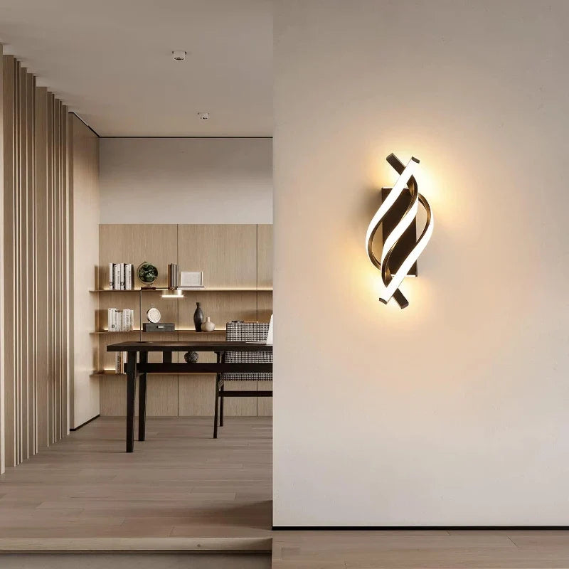 Luminária de Parede Led Espiral Curva para Decoração