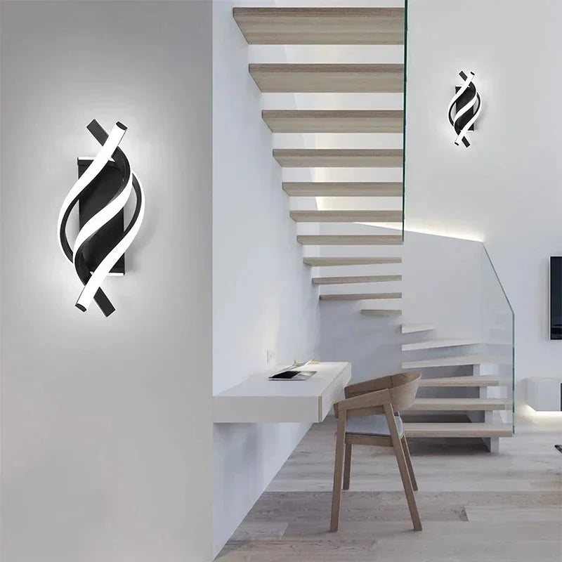 Luminária de Parede Led Espiral Curva para Decoração