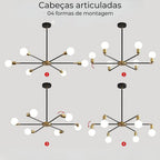 Lustre para Sala Articulado Dourado e Preto