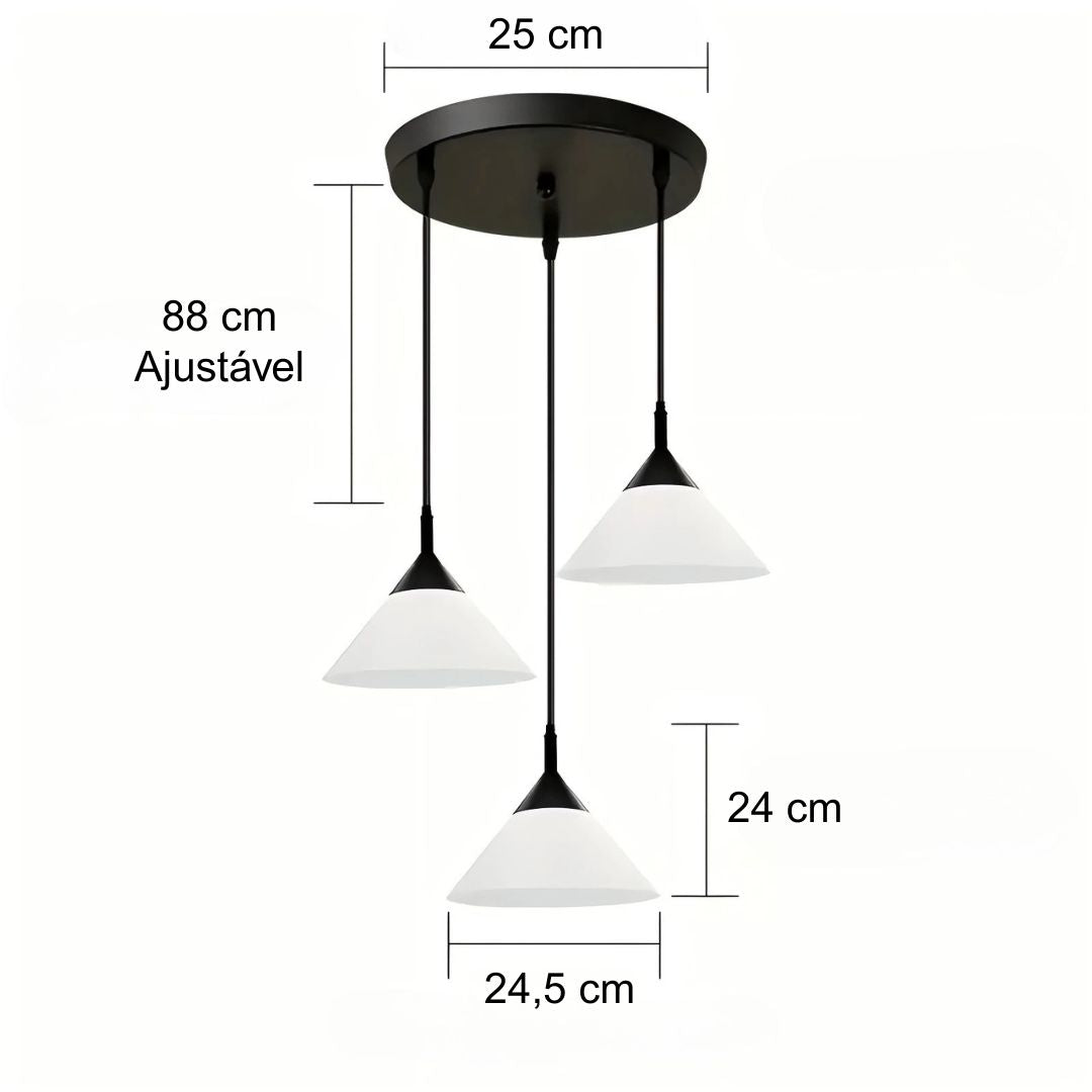Lustre para Mesa de Jantar Três Abajures