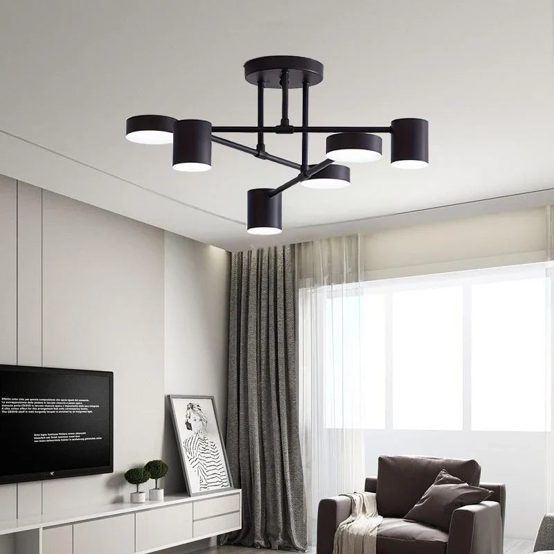Lustre para Sala De Estar Multi-Cabeças Rotativo