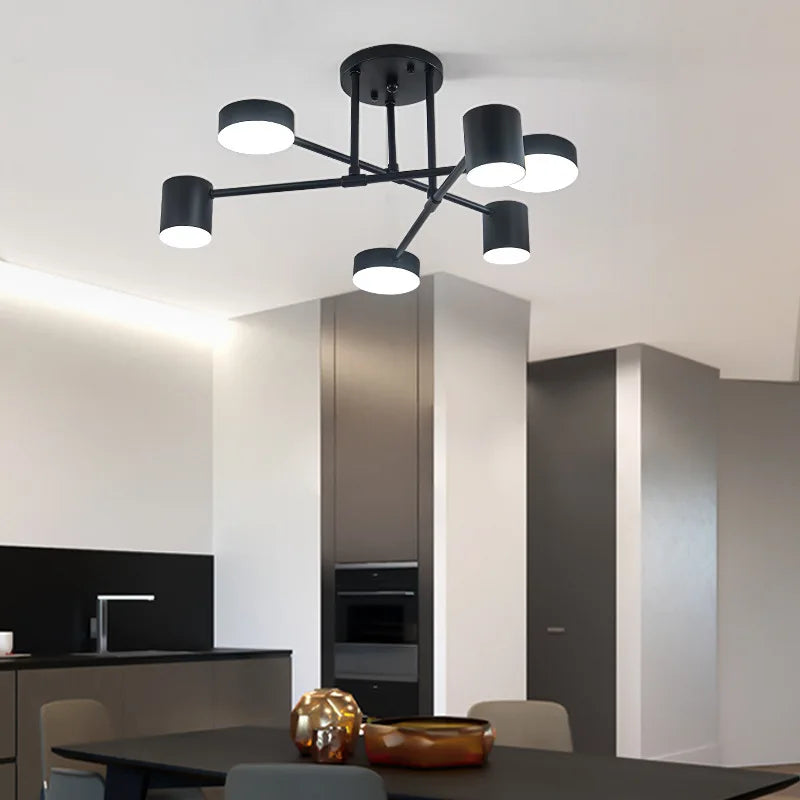Lustre para Sala De Estar Multi-Cabeças Rotativo
