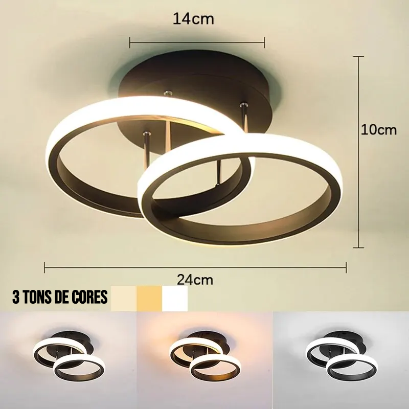 Luminária de Teto LED Contemporânea com 3 Tons de Luz