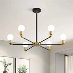 Lustre para Sala Articulado Dourado e Preto