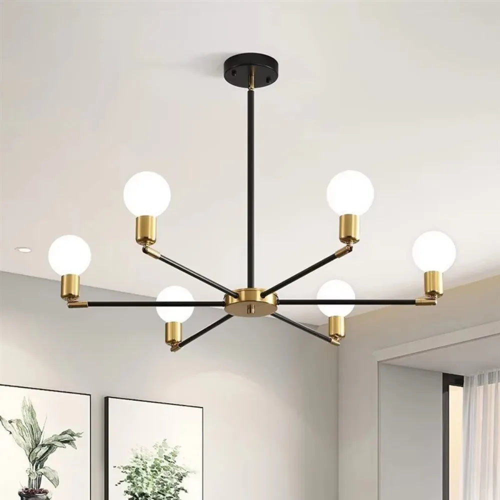 Lustre para Sala Articulado Dourado e Preto