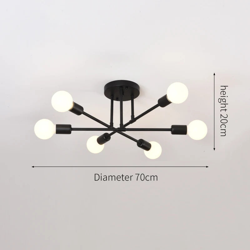 Lustre Industrial de Teto com 6 Braços para Sala