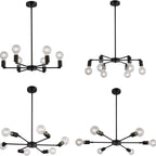 Lustre para Sala Articulado Dourado e Preto