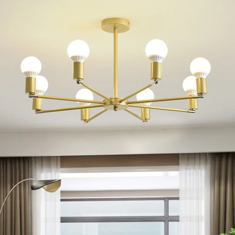 Lustre para Sala Articulado Dourado e Preto