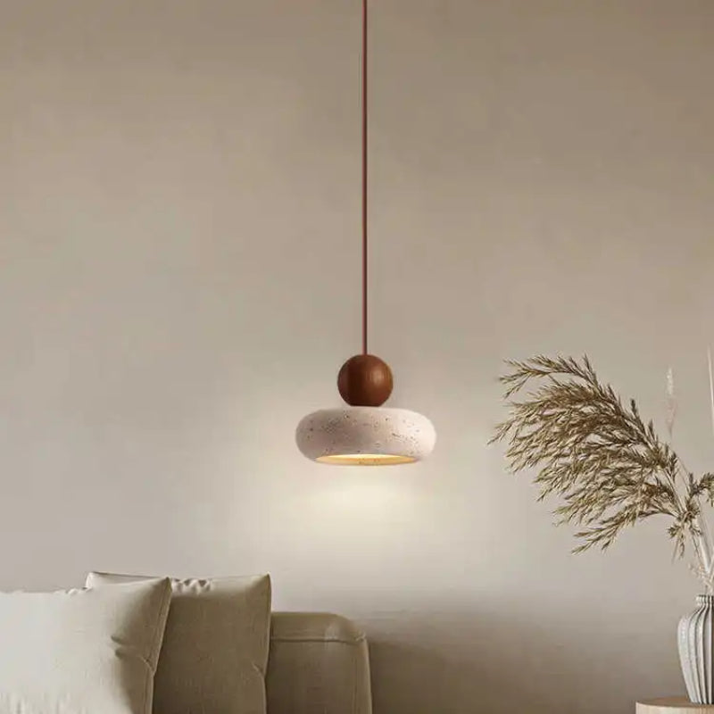 Luminária Pendente de Pedra Travertino