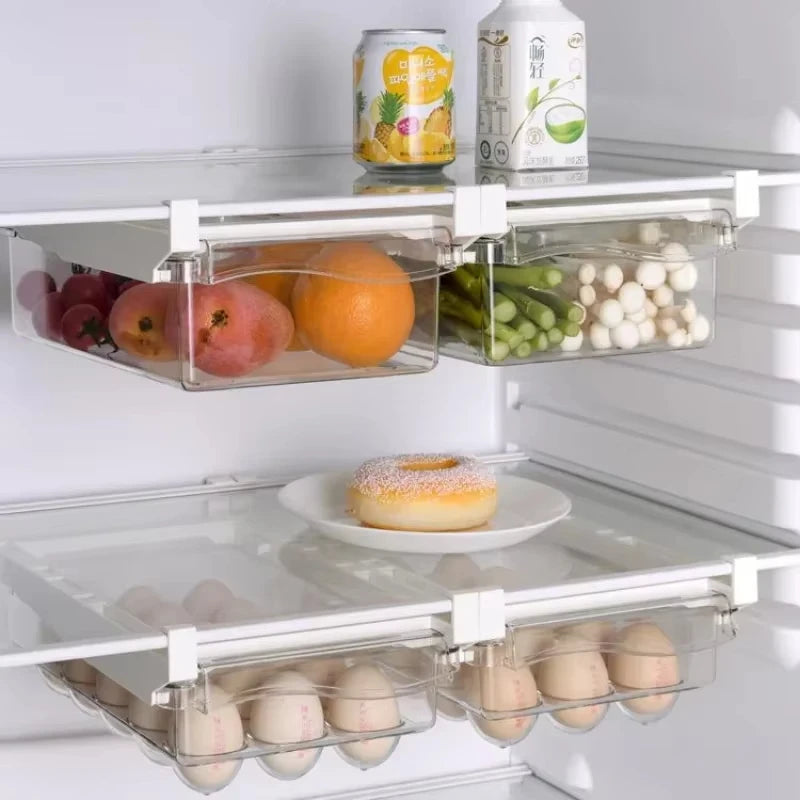 Organizador de Geladeira Deslizante para Frutas e Ovos
