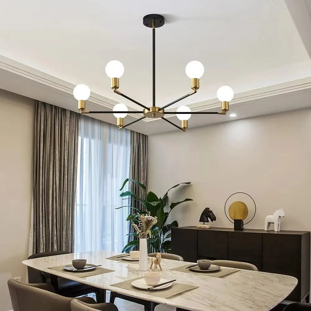 Lustre para Sala Articulado Dourado e Preto