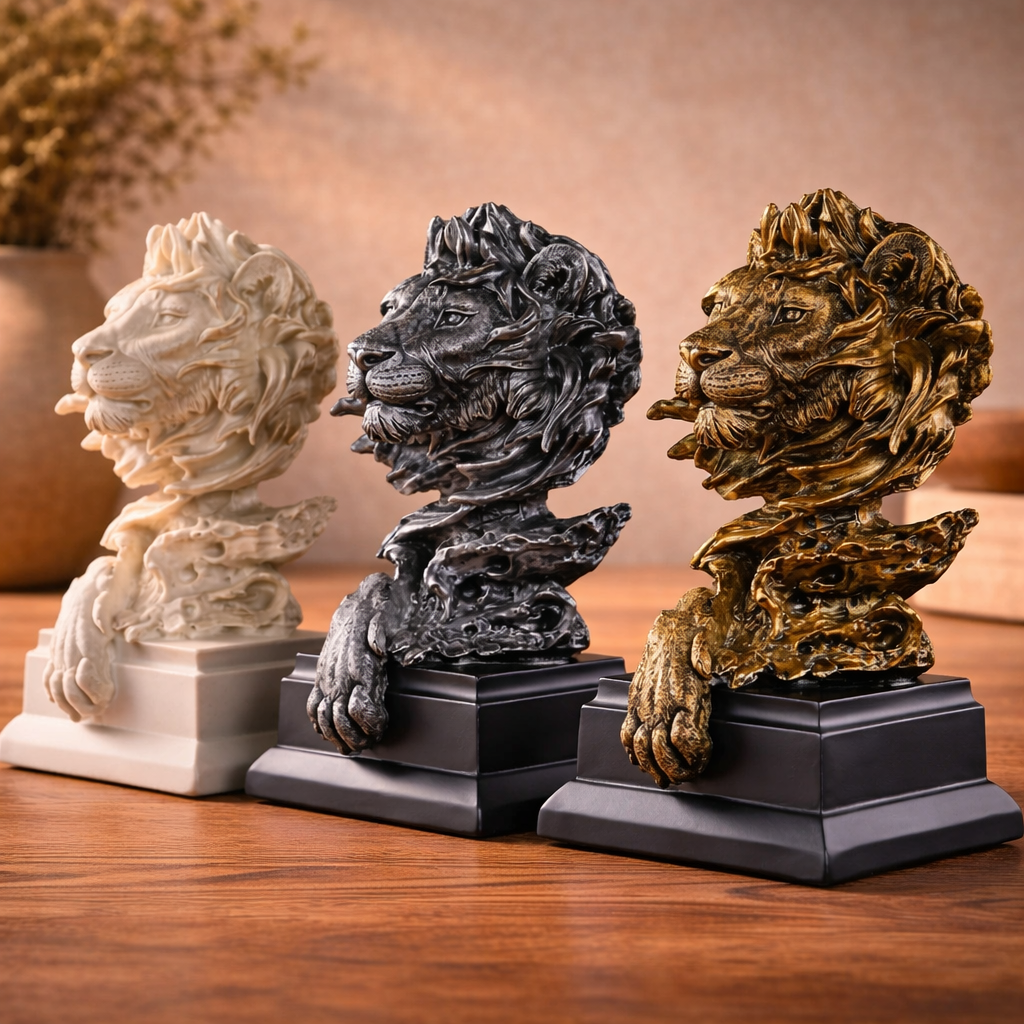 Leão Decorativo em Resina Estilo Nórdico para Sala – Brivar Decor