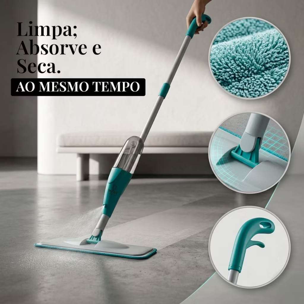 Mop Spray Mágico com Reservatório – Limpeza Rápida e Eficiente