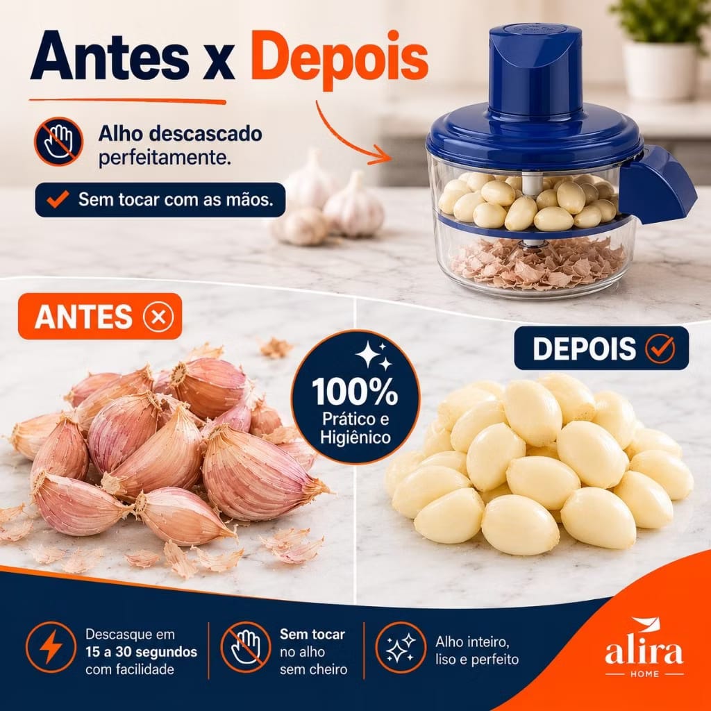 Descascador de Alho e Laranja Elétrico Multifuncional