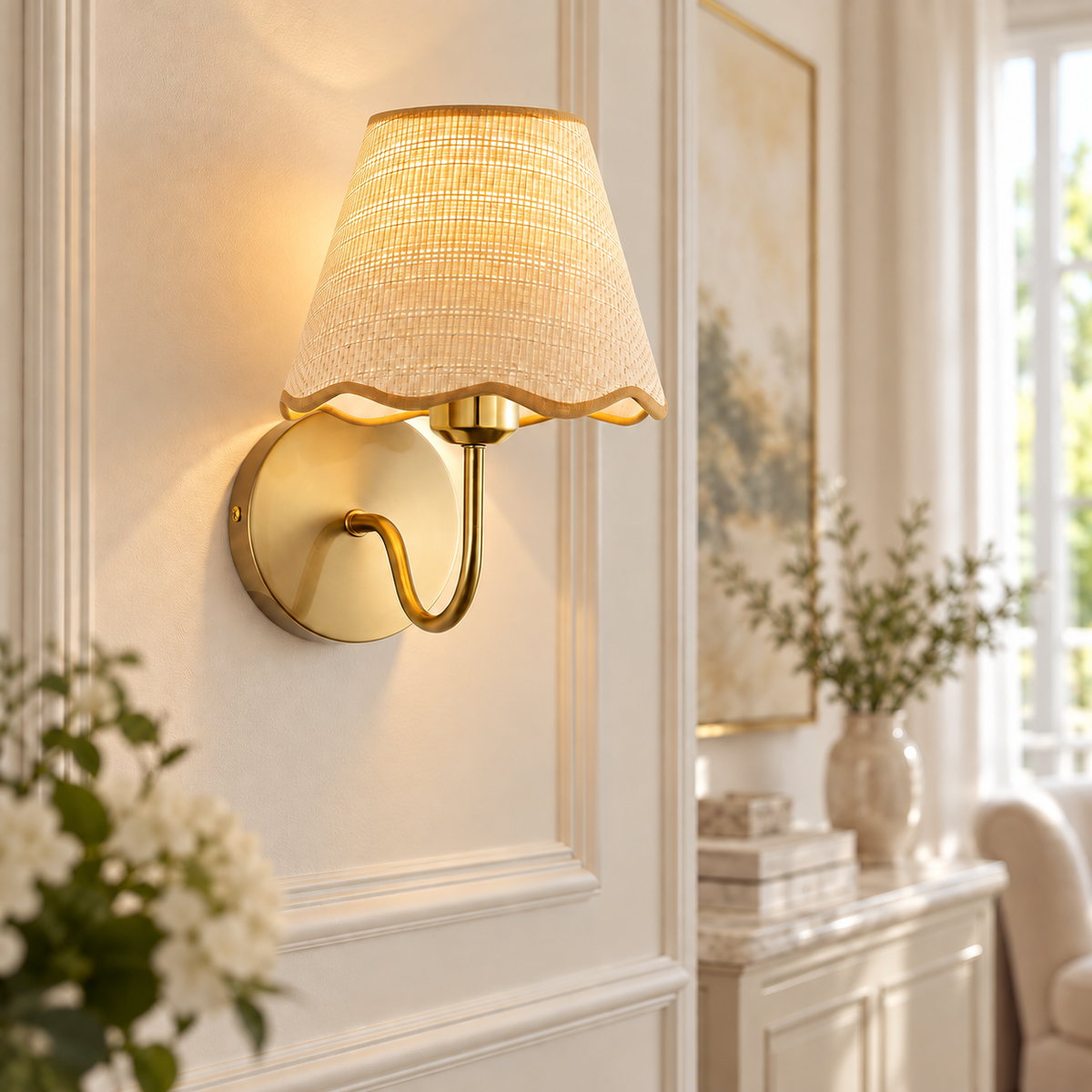 Arandela de Parede LED Sem Fio em Rattan