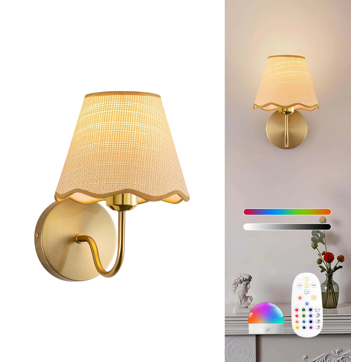 Arandela de Parede LED Sem Fio em Rattan