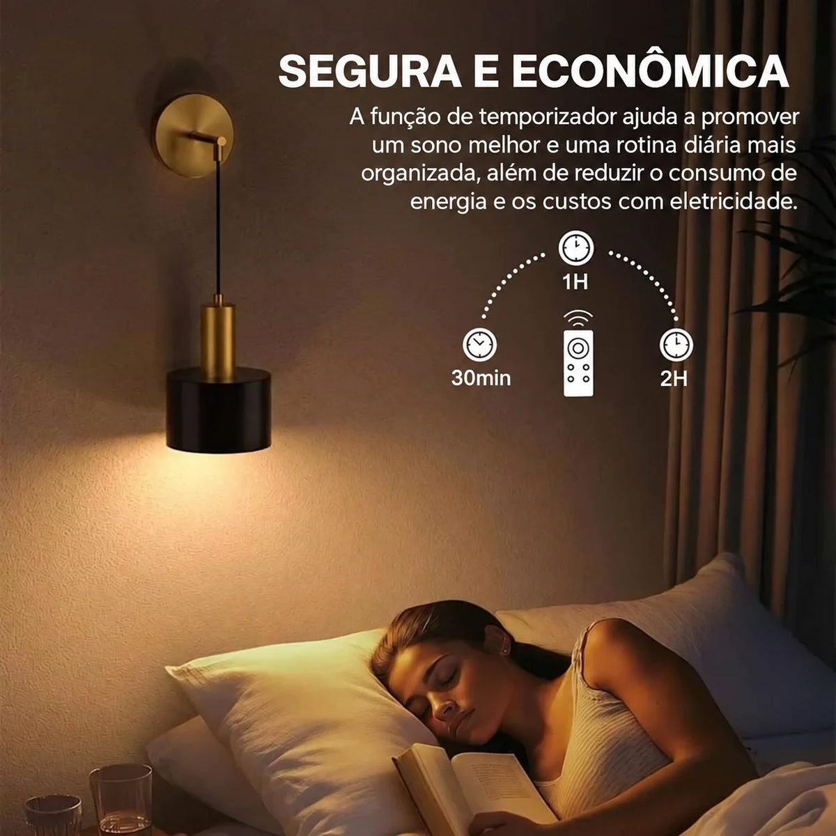 Arandela de Parede Pendente Recarregável com Controle Remoto