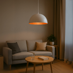 Lustre Meia Lua 30cm Pendente Branco com Cobre