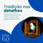 Relógio Cuco De Parede Decorativo Imita Madeira Passarinho