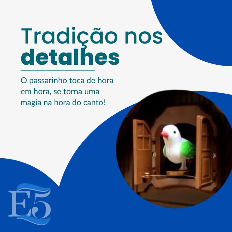 Relógio Cuco De Parede Decorativo Imita Madeira Passarinho