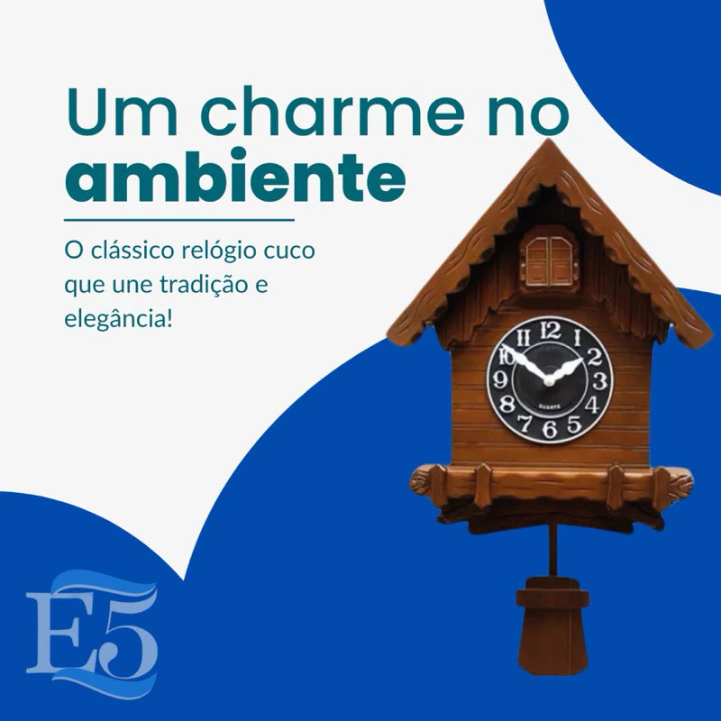 Relógio Cuco De Parede Decorativo Imita Madeira Passarinho