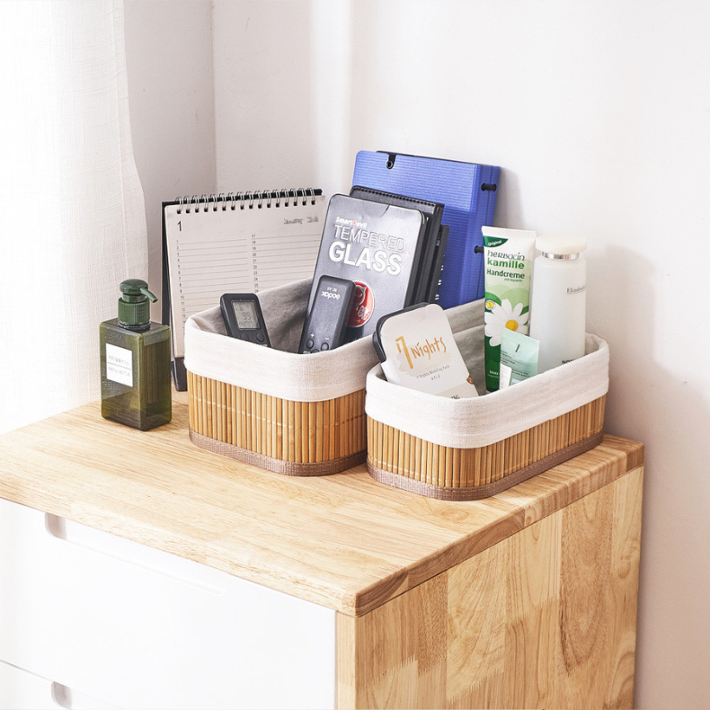 Kit 3 Cestos Organizadores de Bambu – Multiuso Premium