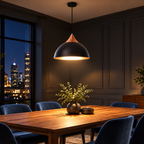Lustre Pendente Meia Lua 40 cm em Alumínio em ambiente residencial acolhedor