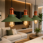 Kit 3 Pendentes Nordic verde com cobre 22 cm em ambiente - foto 3 padronizada