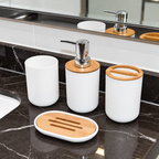 Kit para Banheiro e Lavabo com Bambu 6 Peças Branco – Brivar Casa e Decor – foto 06