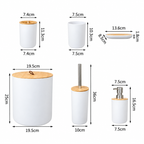 Kit para Banheiro e Lavabo com Bambu 6 Peças Branco – Brivar Casa e Decor – foto 08