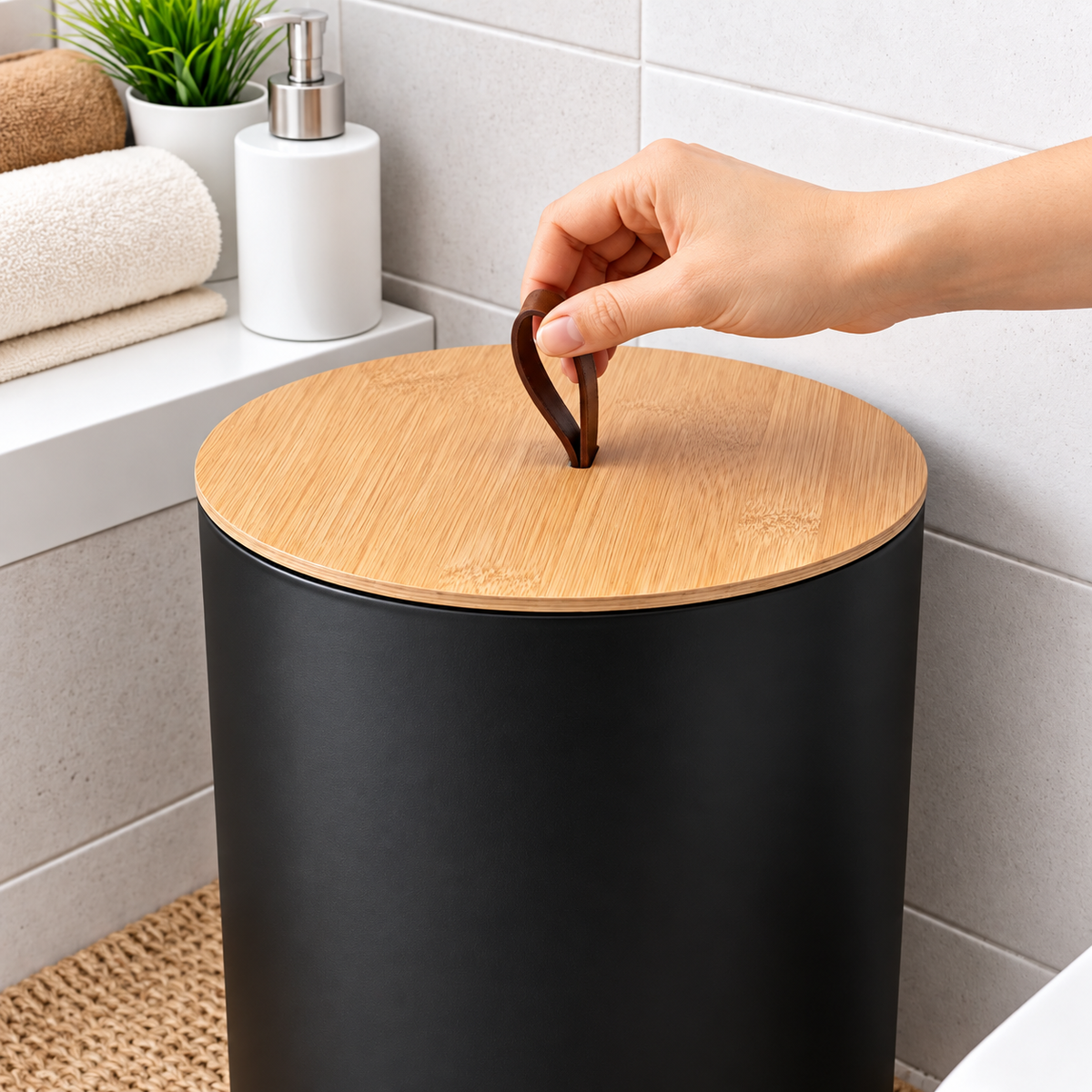 Kit para Banheiro e Lavabo com Bambu 6 Peças Preto – Brivar Casa e Decor – foto 04
