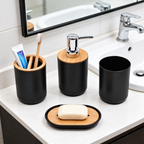 Kit para Banheiro e Lavabo com Bambu 6 Peças Preto – Brivar Casa e Decor – foto 07