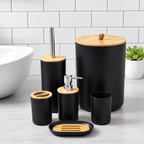 Kit para Banheiro e Lavabo com Bambu 6 Peças Preto – Brivar Casa e Decor – foto 10